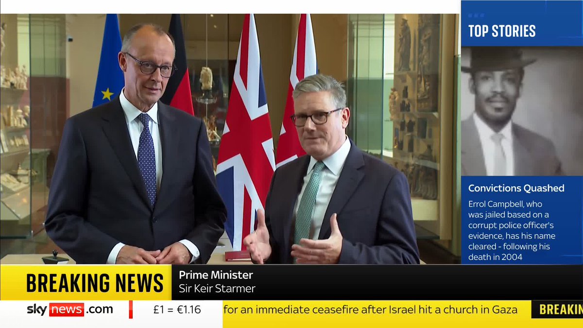 Sir Keir Starmer and Friedrich Merz signed a deal between Germany and the UK on defence and migration. 📺 Sky 501, Virgin 602, Freeview 233 and YouTube