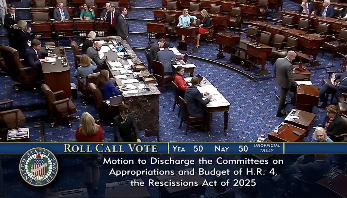 💥BREAKING: The Senate passed a major bill cutting waste, fraud, and abuse in foreign aid and hyper-political public broadcasting. If it becomes law, it will be the first successful rescissions bill since 1994 - a HUGE win for President Trump, Leader Thune, and Speaker Johnson.