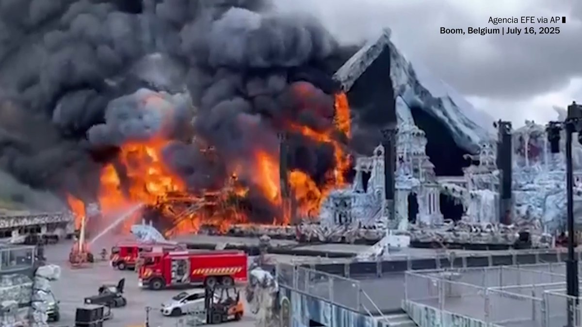 A massive blaze in Belgium at the site of the Tomorrowland electronic dance music festival has “severely damaged” the renowned main stage, two days before the festival was due to start.