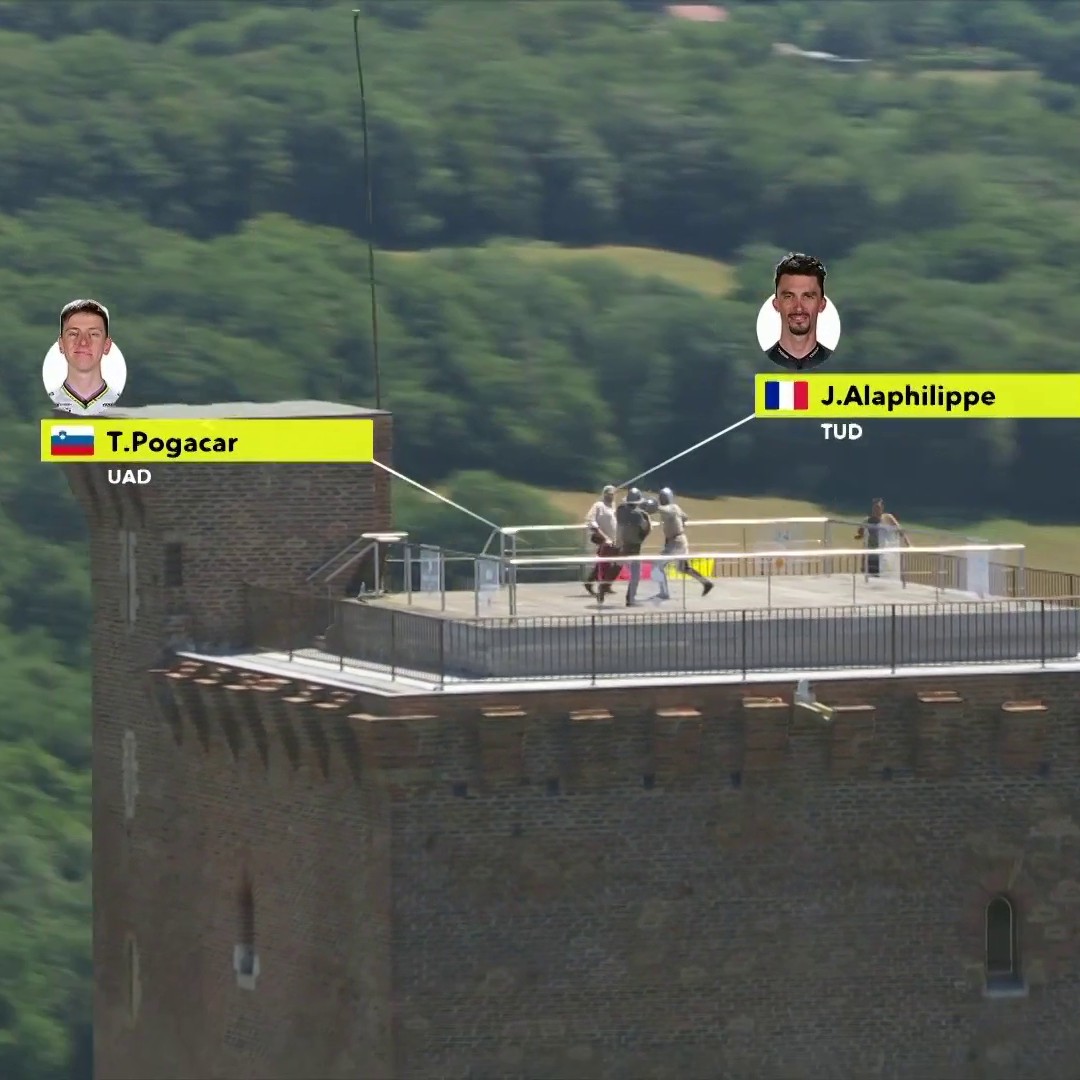 Un combat à l'épée entre Pogacar et Alaphilippe ? C'est aussi ça la magie du Tour de France 😆 #TDF2025 #LesRP