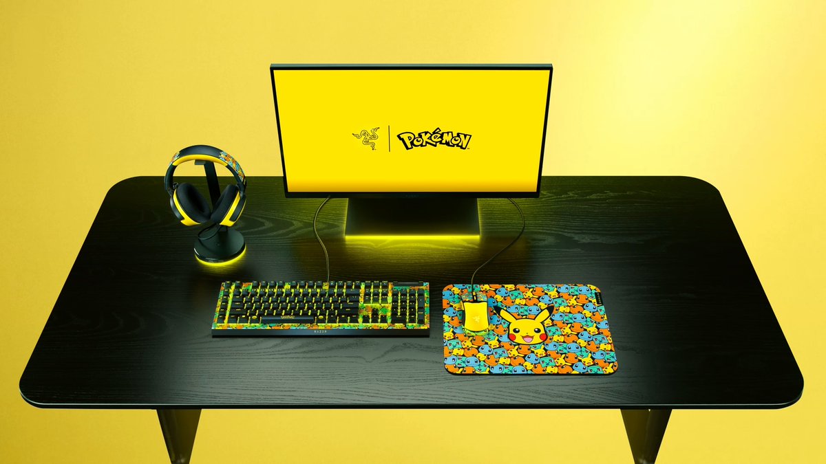 Travel to the Kanto region with the Razer | Pokémon Collection featuring Bulbasaur, Charmander, Squirtle, and Pikachu! Now Available on Razer BlackWidow V4 X Razer Kraken V4 X Razer Cobra Razer Gigantus V2
