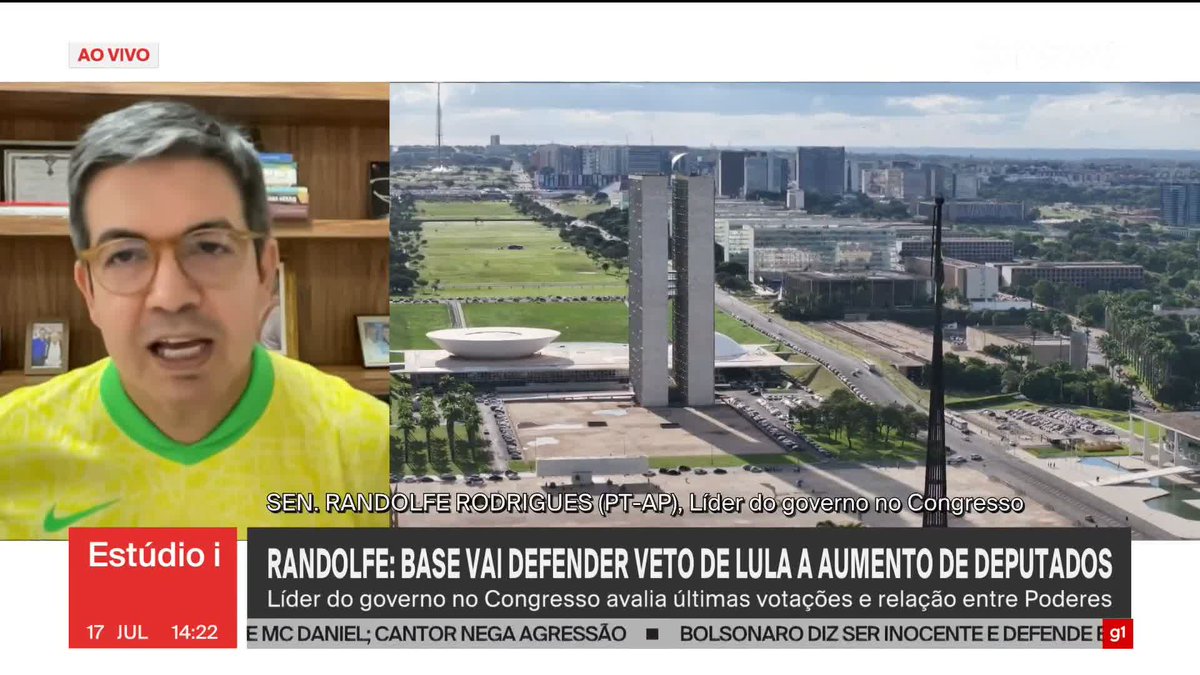 Após votar a favor da mudança do número de deputados de 513 para 531, o líder do governo no Congresso, senador Randolfe Rodrigues (PT-AP), diz que a base vai defender o veto de Lula ao aumento. #Estúdioi ➡ Assista à #GloboNews: