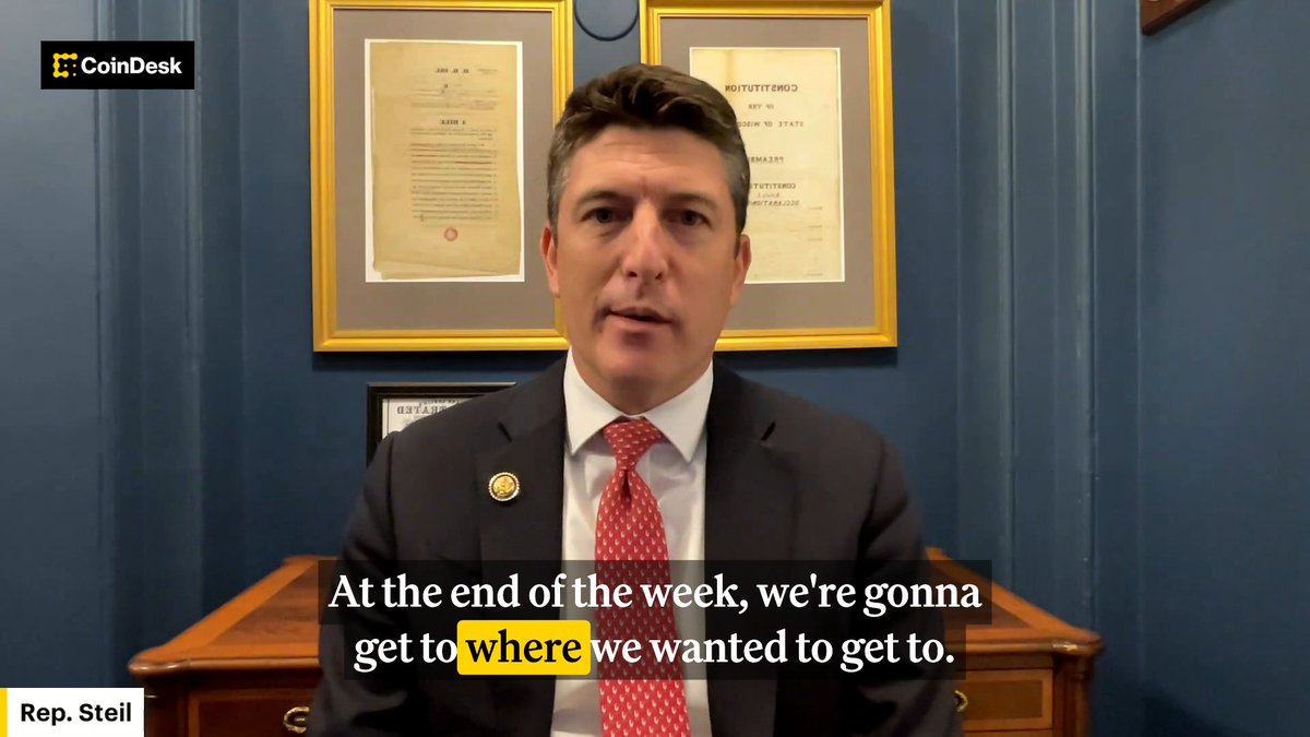 "At the end of the week...we're gonna move three critical pieces of legislation across the line," Bryan Steil tells CoinDesk. "We are at the precipice here of really stamping the United States as the absolute leader in innovation and development in the crypto space."
