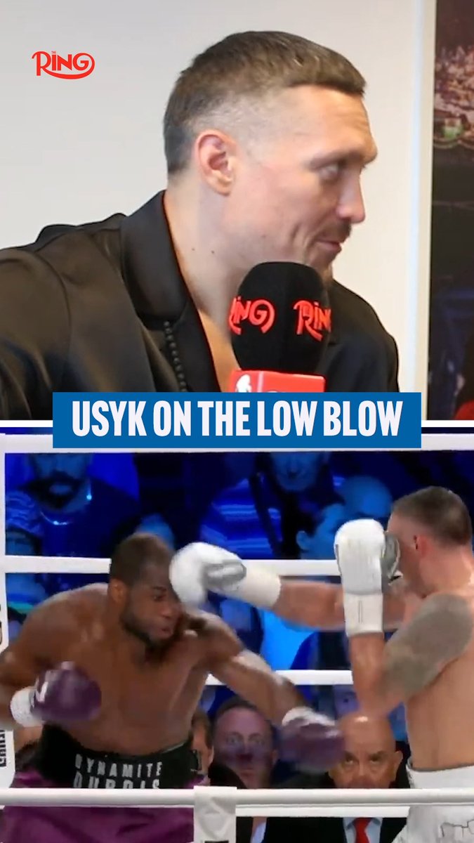 Oleksandr Usyk talks to The Ring’s Mike Coppinger about the controversial low blow he received in his first fight against Daniel Dubois 👀 The pair run it back in a rematch this Saturday on DAZN 📺