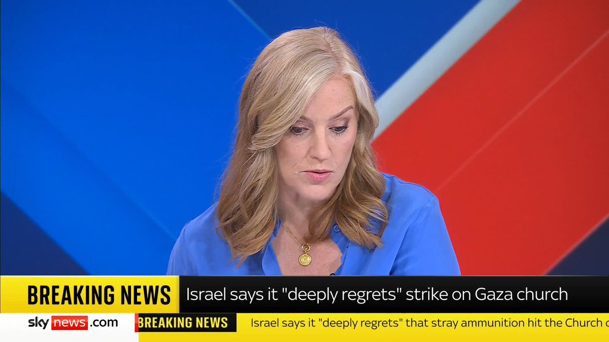 BREAKING: Israel says it 'deeply regrets' strike on Gaza church. Three people died and nine others were wounded when the Gaza's Holy Family Church was hit, the Latin Patriarchate of Jerusalem said in a statement. 📺 Sky 501