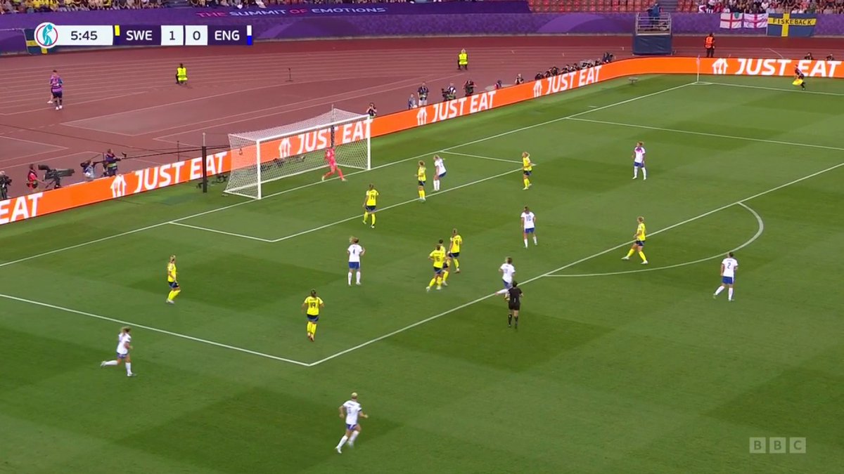 So close to an instant response! 😬 Lauren Hemp comes within inches of scoring the equaliser for England. #BBCFootball #WEuro2025