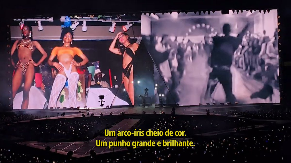 Pouco se fala em como a Beyoncé conseguiu deixar a introdução da Renaissance ainda mais poderosa com uma homenagem ao Ballroom na Cowboy Carter Tour. "Algo com atitude [...] que nos representa. Um arco-íris cheio de cor, um punho grande e brilhante." ✊