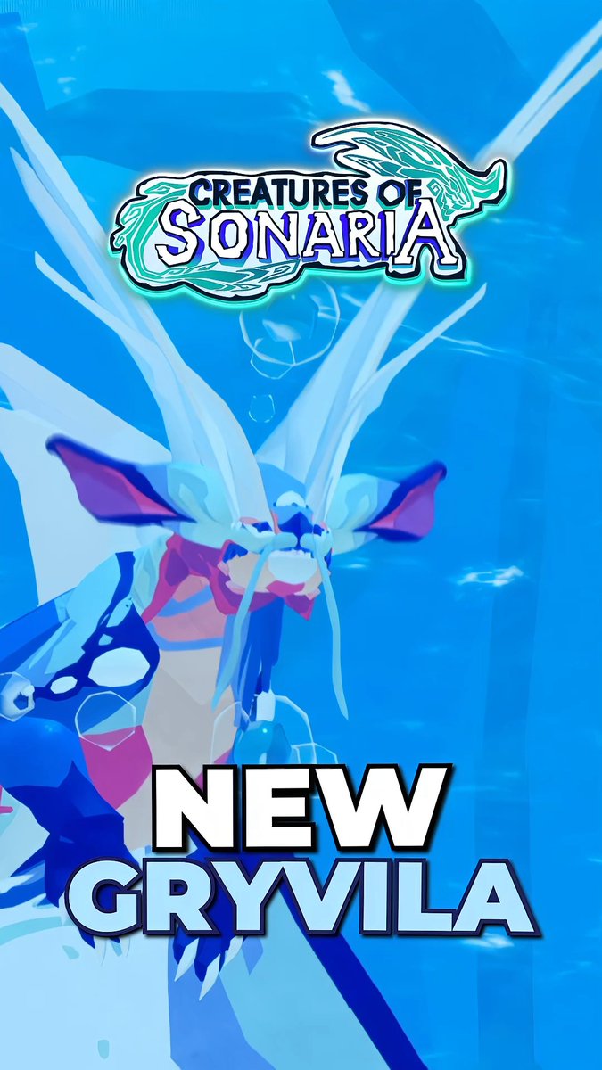 The bubbly Gryvila is getting a much needed makeover with a new model and animations! What do you think of Gryvila's remodel? 🌊 #CreaturesofSonaria #Roblox