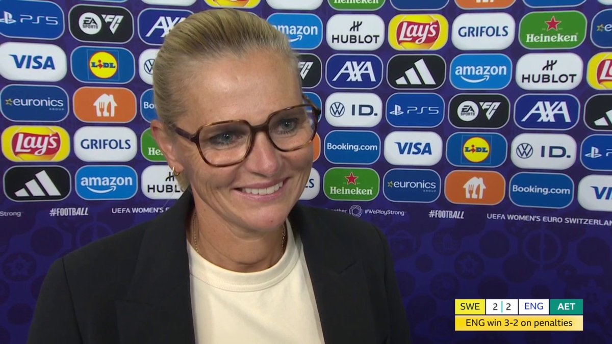 'I need to decompress I think!' 😂 Sarina Wiegman is exhausted after England's penalty shootout success. 😮💨 #BBCFootball #WEuro2025