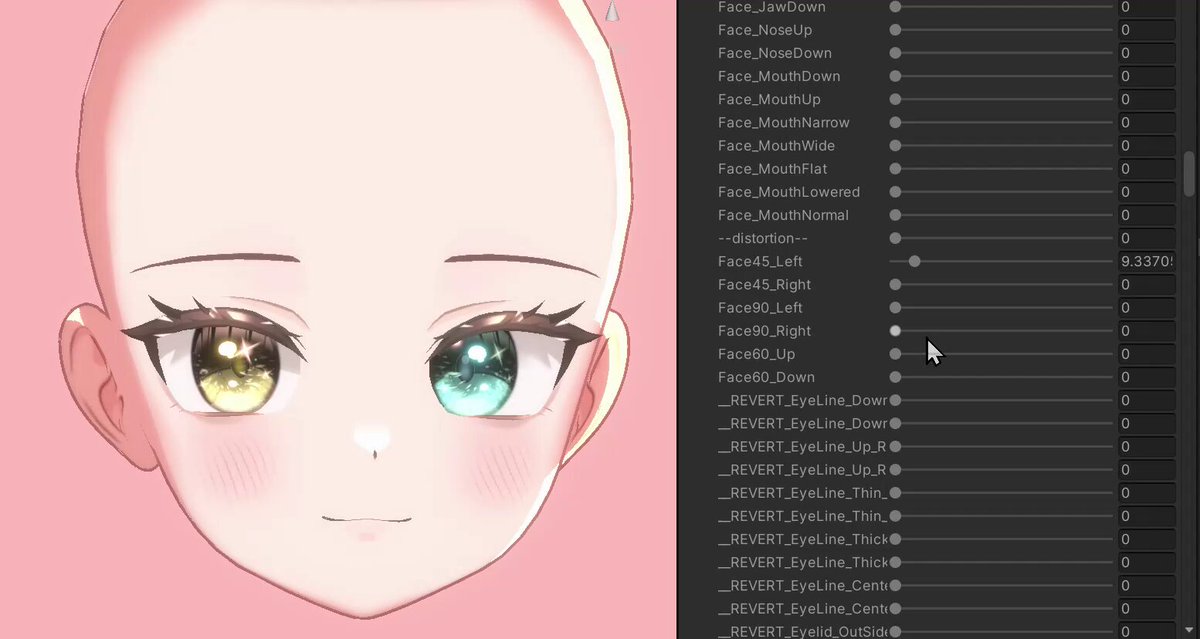 Blend Shapeを応用してカメラの角度と頭の角度によってよりきれいな顔型をお見せします