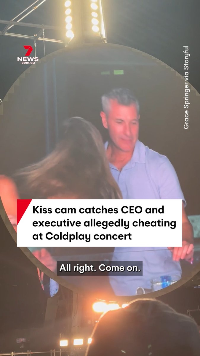 Two top executives of a software company have been caught allegedly having an affair after being spotted on a kiss camera during a Coldplay show in Boston. #Coldplay #concert #cheating #Astronomer #AndyByron #KristinCabot #Boston #7NEWS