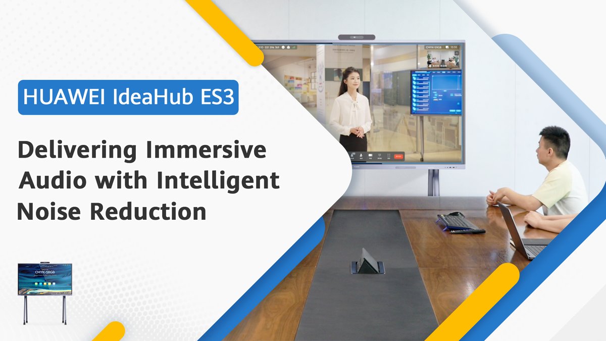 Dive into truly immersive audio! ✨ HUAWEI #IdeaHub ES3 blocks out distractions with intelligent noise reduction, ensuring your meetings are always focused and engaging. Find out more: #SmartOffice #Collaboration #IdeaHubES3