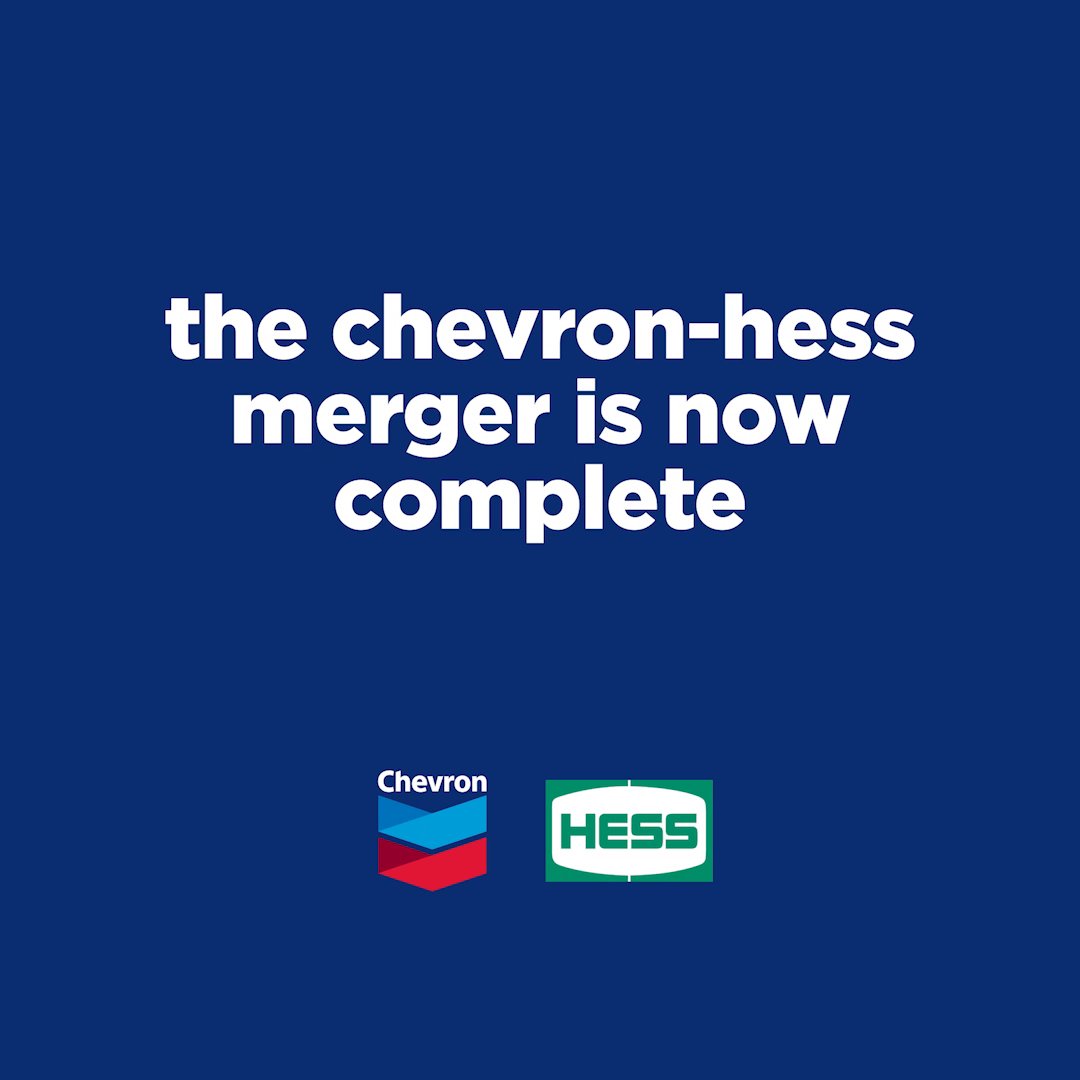 The Chevron-Hess Corporation merger is now complete. We’re stronger together: ↳ Best-in-class upstream operating cash margins ↳ Largest acreage holder in the Gulf of America Learn how we’re set to grow production and deliver energy for years to come.