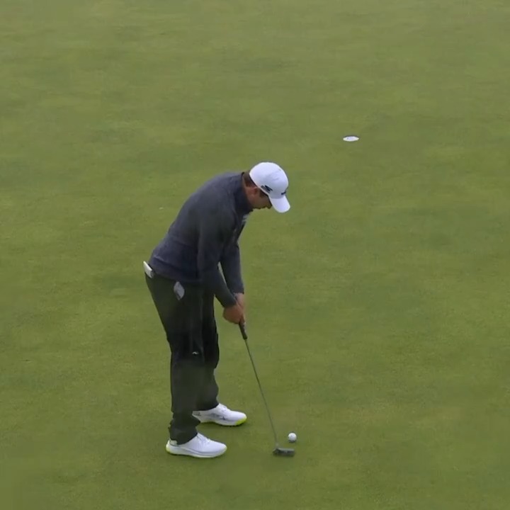 Matt Fitzpatrick pours it in for birdie as the rain comes down. 🌧️👏 📺 USA Network | The Open