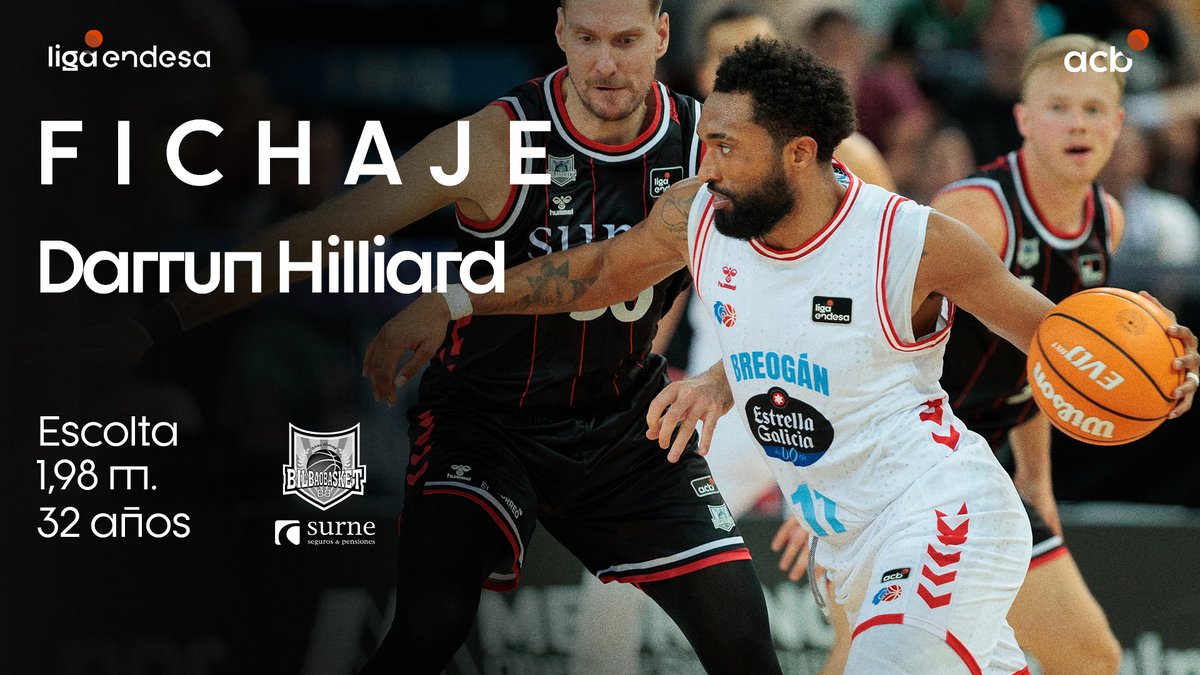 DARRUN HILLIARD, sinรณnimo de ๐๐๐ฃ๐๐ข๐๐ฉ๐ ๐งจ El norteamericano aterriza en Surne Surne Bilbao Basket ๐ para convertirse en una de las grandes amenazas exteriores de los hombres de negro ๐ โก๏ธ 6xer. #LigaEndesa | #MercadoACB