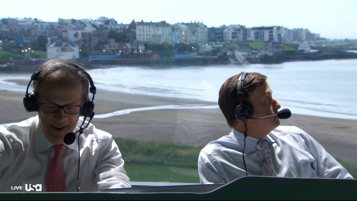 An uninvited guest joined Dan Hicks and Kevin Kisner in the Open TV Booth. 😂🦇 📺: USA Network | The Open