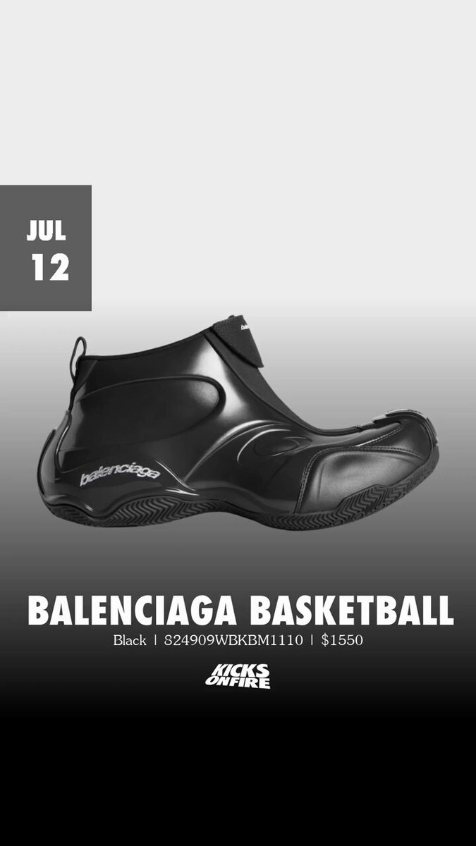 Balenciaga Basketball Black released on July 12, 2025 for $1550 via KicksOnFire app.