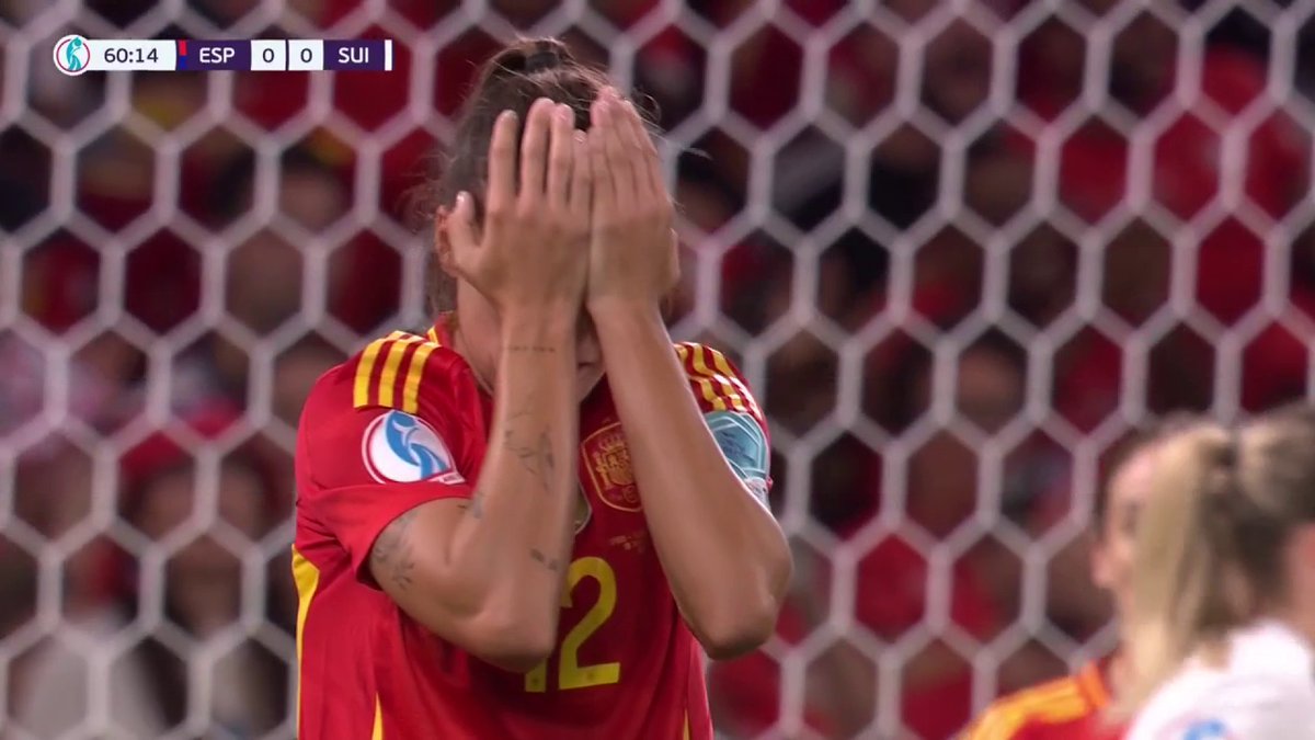 HOW HAS THAT NOT GONE IN?! 😲 Switzerland's goal is living a charmed life as Spain continue to dominate this quarter-final. #WEuro2025