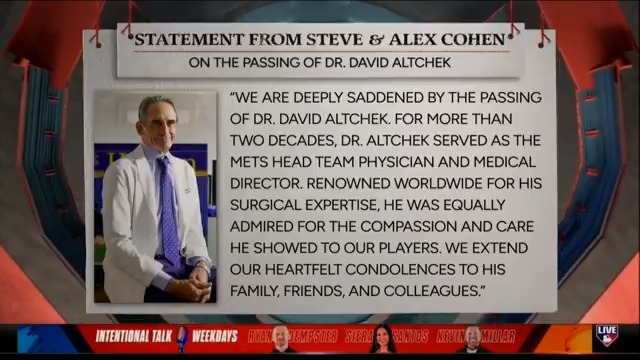 .Steve Phillips, Al Leiter and Jon Heyman remember former Mets Head Physician Dr. David Altchek.