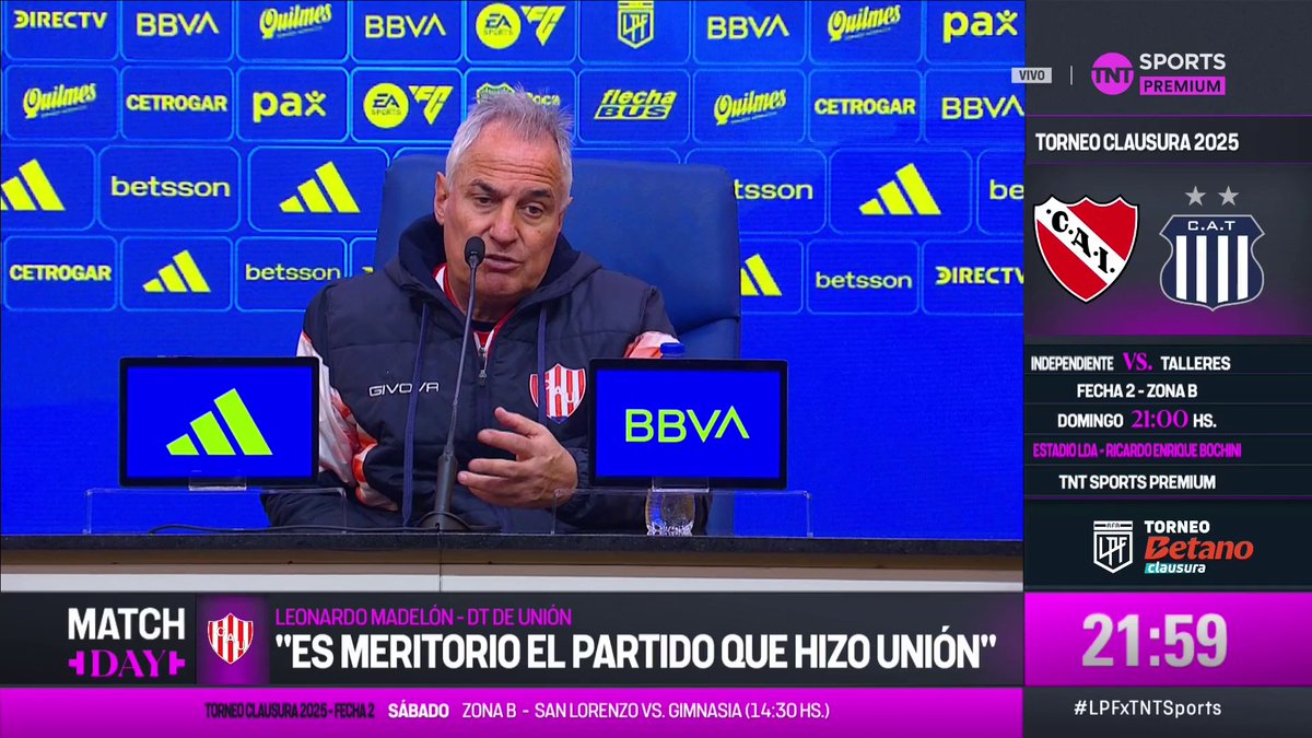 "HUBO UN FOUL DEL ARQUERO A FASCENDINI. QUE TE PUEDAN DAR ALGO EN ESTE ESCENARIO ES COMPLICADO" La palabra de Leonardo Madelón en conferencia de prensa sobre el arbitraje de Nazareno Arasa tras el empate de Unión ante Boca en la Bombonera #LPFxTNTSports