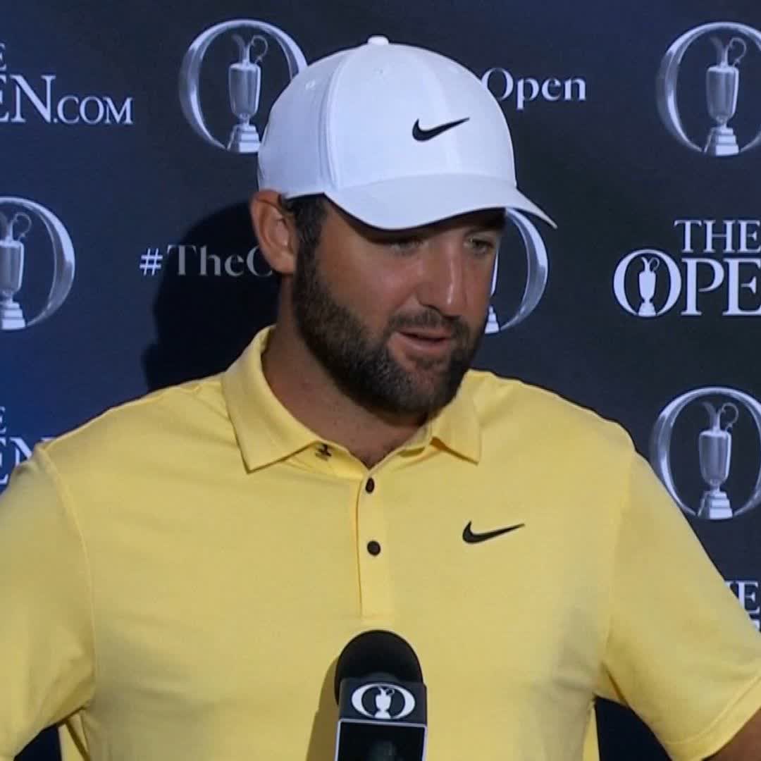 "It all depends on conditions" 💬 Scottie Scheffler reacts to taking the Open Championship lead at Royal Portrush ⛳️