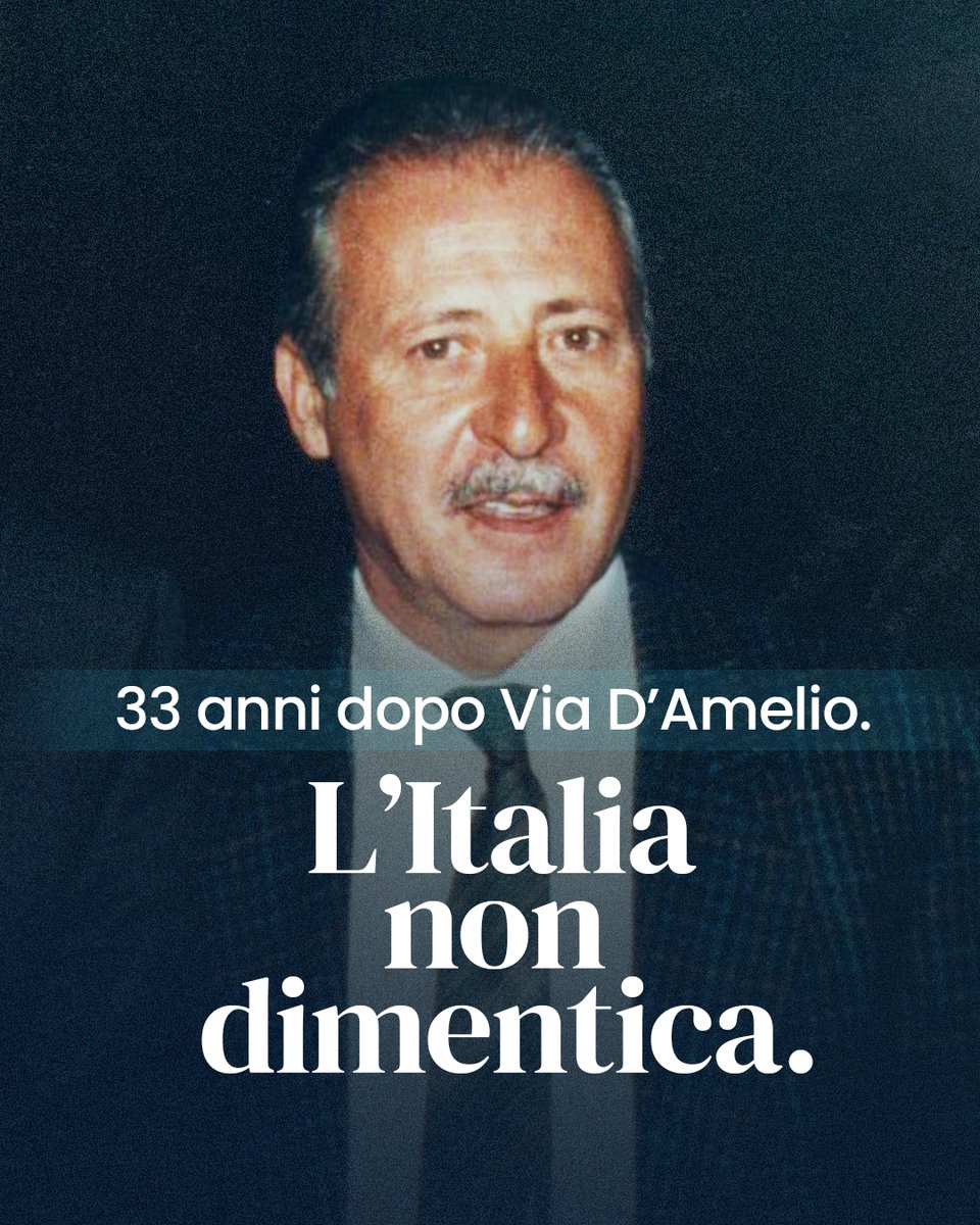 Oggi, a 33 anni dalla strage di via D’Amelio, ricordiamo Paolo Borsellino, un uomo che ha sacrificato la sua vita per la verità, per la giustizia, per l’Italia. Il suo esempio continua a vivere in chi ogni giorno, spesso lontano dai riflettori, combatte per un’Italia più giusta, libera dalle mafie, dal malaffare, dalla paura. Non c’è libertà senza giustizia, non c’è Stato senza legalità. Ai tanti magistrati, Forze dell’Ordine e servitori dello Stato che hanno scelto il coraggio, anche a costo della vita, dobbiamo gratitudine e rispetto. Hanno tracciato una strada che non può essere dimenticata. Quel testimone è ancora saldo. E lo porteremo avanti ogni giorno, con rispetto, con determinazione, con amore per la nostra Nazione. In ricordo di Paolo Borsellino e di chi non ha mai chinato la testa.
