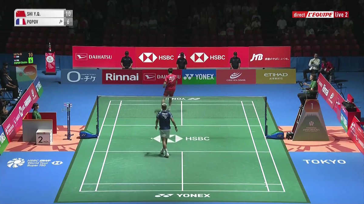 Christo Popov est mal embarqué dans sa demi-finale de l'Open du Japon. Il est mené dans le premier set #lequipeBADMINTON Suivez la rencontre du Français en direct par ici ➡️