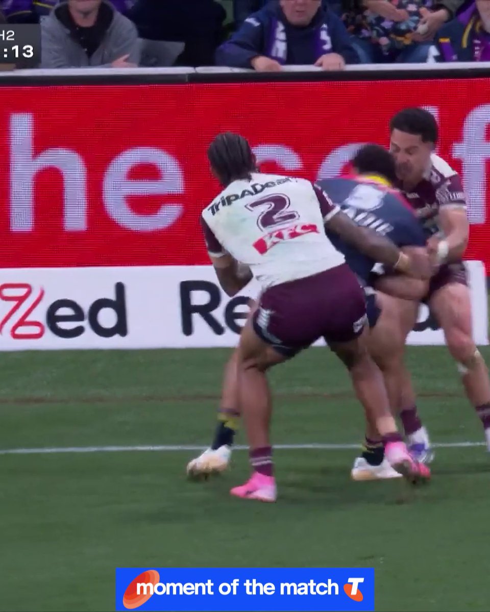 The tackle from Lehi Hopoate! 👏 Telstra Moment of the Match