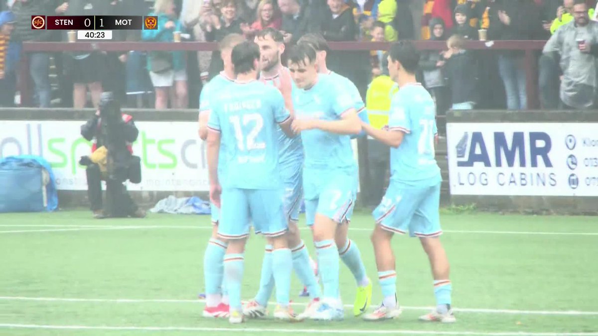 Stephen O'Donnell fires Motherwell FC in front in tough conditions 👏 Not the cleanest of strikes, but it's the opener against Stenhousemuir! 😅 #PremierSportsCup | SPFL