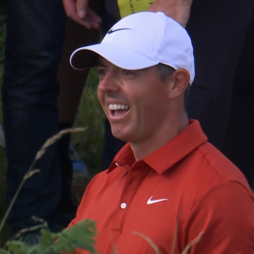 What just happened? 😳 Rory's shot from the rough dislodged another ball that was buried underneath it. 📺 NBC & Peacock | The Open