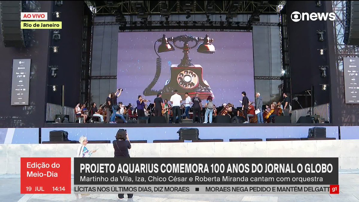 Na Praça Mauá, Centro do Rio, o projeto Aquarius comemora 100 anos do Jornal O Globo. Martinho da Vila, Iza, Chico César e Roberta Miranda cantam com orquestra neste sábado (19). #JornalGloboNews ➡ Assista à #GloboNews: