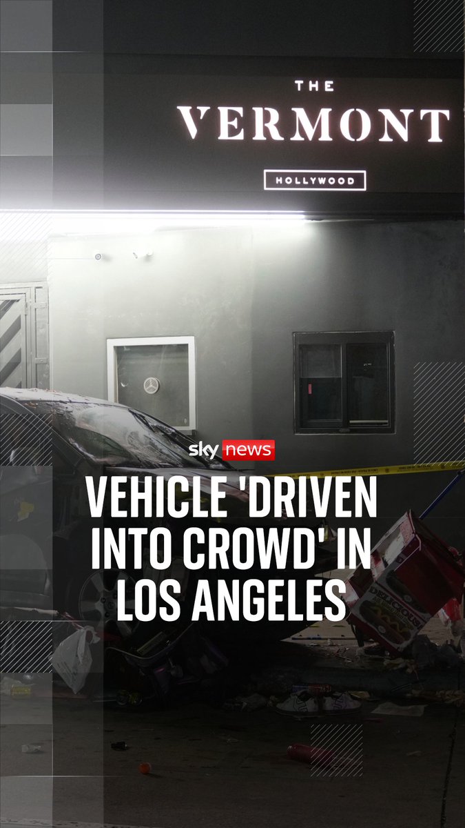 Three people are in critical condition after a vehicle drove into a crowd in Los Angeles. The vehicle hit a taco cart before colliding with a large number of people outside a nightclub in Santa Monica.