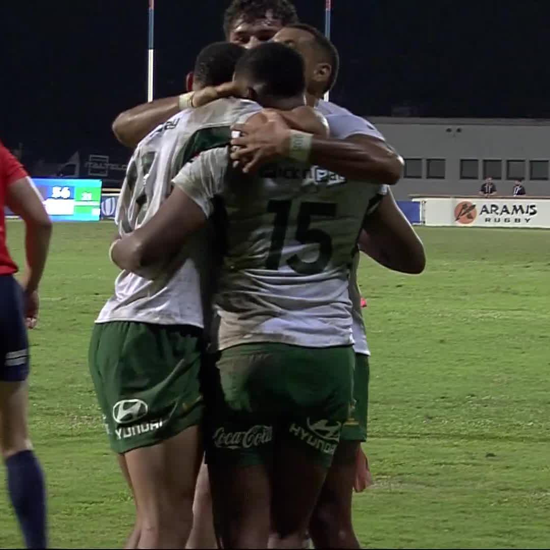 "South Africa may have wrapped up the title" 🇿🇦 Gilermo Mentoe with a moment to remember for his country 🔥 #WorldRugbyU20s