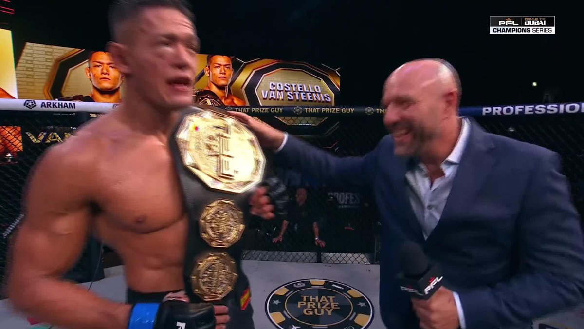 WHAT A FIGHT! Winner by rear-naked choke #AndNew PFL Middleweight World Champion Costello Van Steenis! #PFLCapeTown 🇿🇦 | TODAY | Grand Arena, GrandWest | Cape Town, South Africa | 🇺🇸 LIVE NOW on ESPN+
