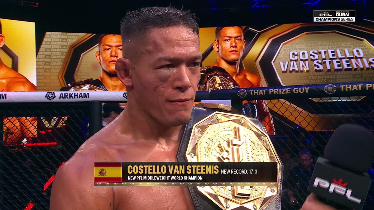 Costello Van Steenis' underdog mentality got him here. Now, he's a PFL World Champion. #PFLCapeTown 🇿🇦