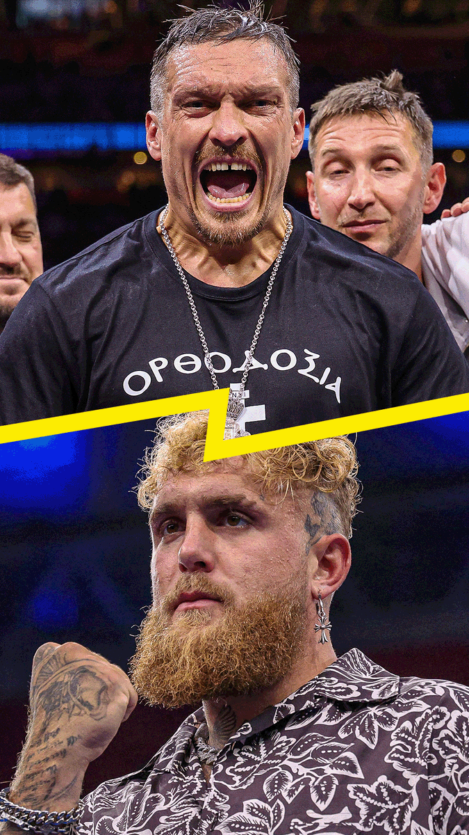 🚨 Oleksandr Usyk is congratulated by Jake Paul before they face-off in the ring at Wembley Stadium 🏟️ Watch in full here: