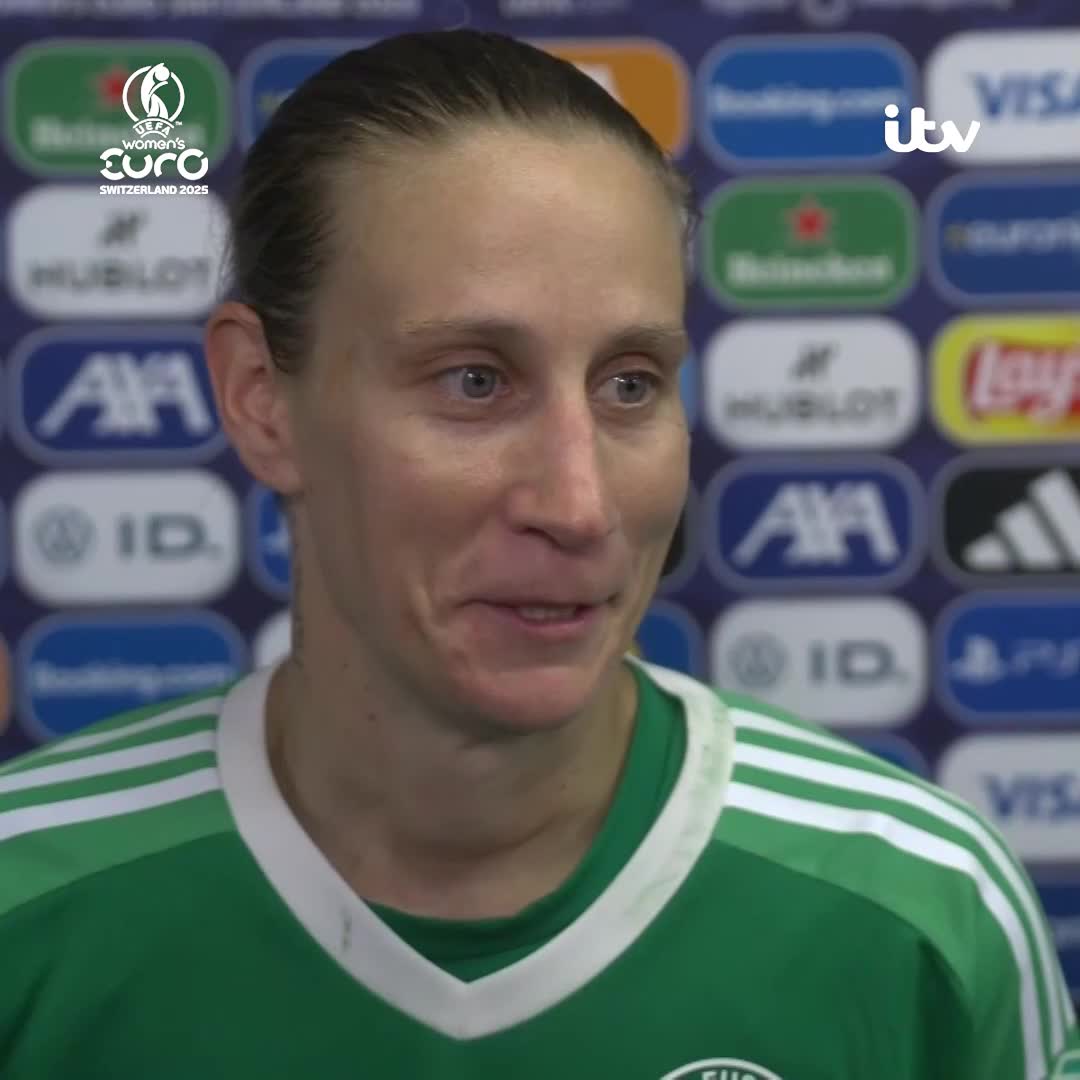 "I really don't like these kind of trophies because I think it's a team effort" 🗣️ Player of the match Ann-Katrin Berger backs her teammates after they played the majority of the match down to 10 players 🎙️ Semra Hunter
