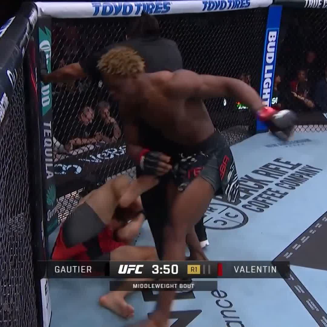 HIS POWER IS ON ANOTHER LEVEL 🤯 Ateba Gautier earns his 7TH STRAIGHT finish in the Round 1 TKO victory 👏 [ #UFC318 | LIVE NOW on ESPN &amp; ESPN+ ]