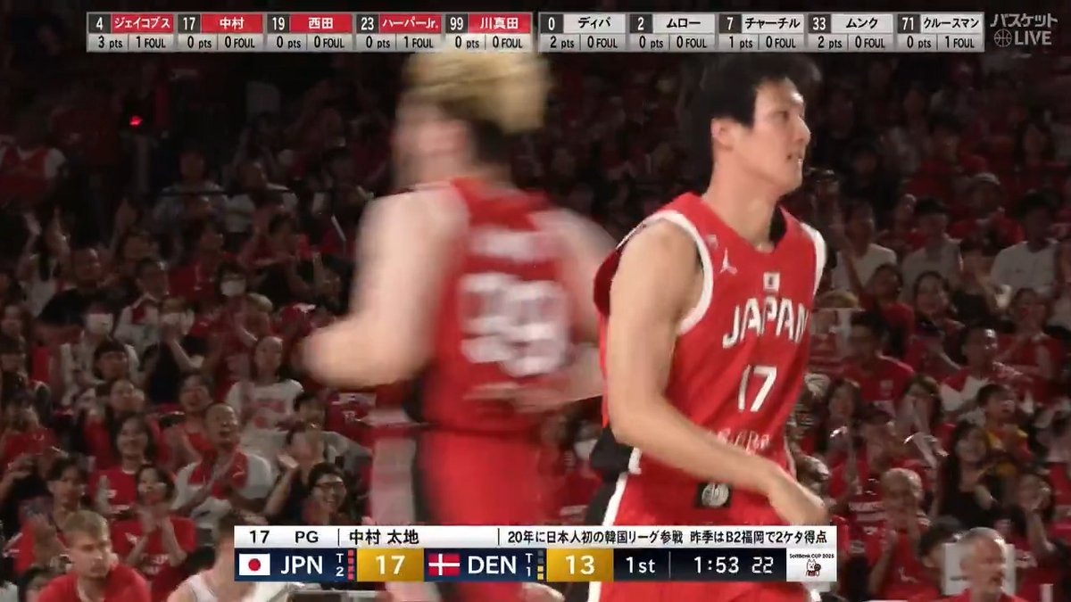 #中村太地 3Pシュートを沈める さぁこれから3Pの雨を期待してしまう 🏀#SoftBankカップ 2025(千葉大会)🏆 #バスケットボール #男子日本代表 🇯🇵#日本 🆚 #デンマーク🇩🇰 ▶️視聴はコチラ #バスケットLIVE ライブ/見逃し配信中📡 #AkatsukiJapan 日本バスケットボール協会(JBA) バスケットボール日本代表
