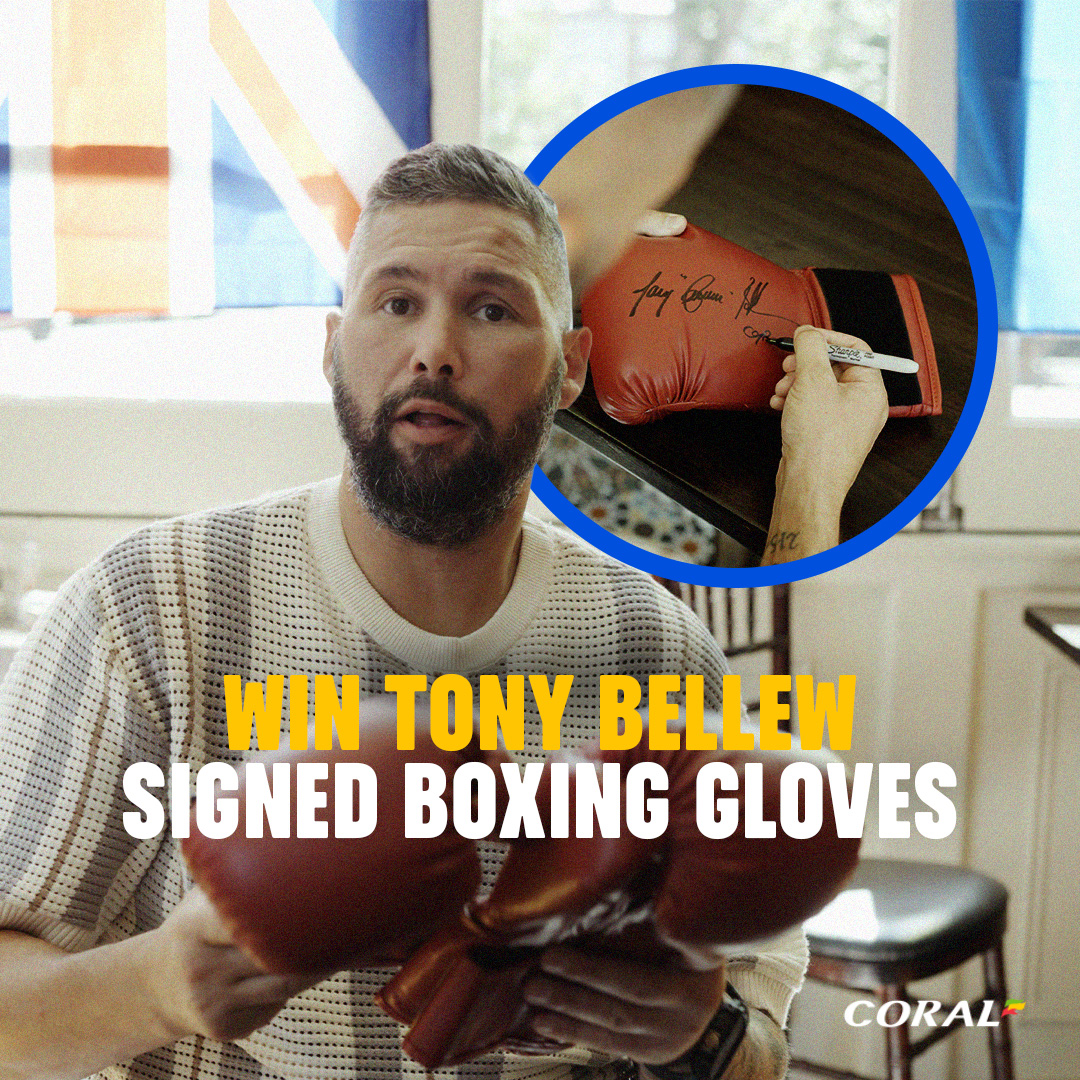 𝗔 𝗵𝗲𝗮𝘃𝘆𝘄𝗲𝗶𝗴𝗵𝘁 𝗴𝗶𝘃𝗲𝗮𝘄𝗮𝘆! 🚨 We’ve got a pair of boxing gloves SIGNED by Tony Bellew up for grabs! - Reply telling us your favourite boxer - Retweet and like this post - Follow Coral One randomly-selected reply will win a pair of signed gloves!