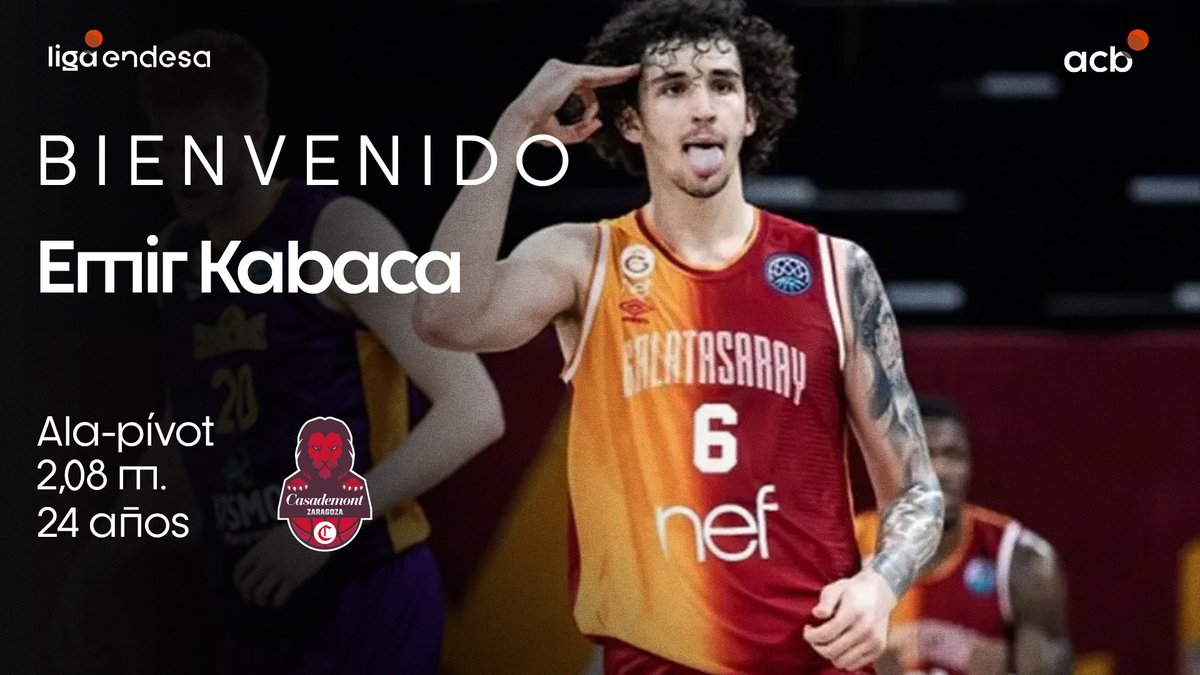 SADIK EMIR KABACA, el león de Esmirna 🦁 🇹🇷 El talento y el carácter del interior turco, procedente del Galatasaray, rugirá en el Príncipe Felipe tras comprometerse con Casademont Zaragoza por las próximas dos temporadas ❤️ #MercadoACB | #LigaEndesa | 📹 Basketball Champions League