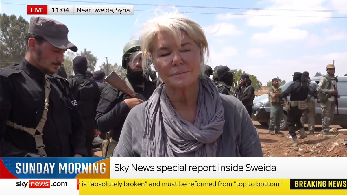 'I wouldn't describe the ceasefire as anything other than fragile and shaky. It could go either way.' Alex Crawford reports from outside Sweida in Syria - the city at the heart of the sectarian fighting, where the violence traps 30,000 people.