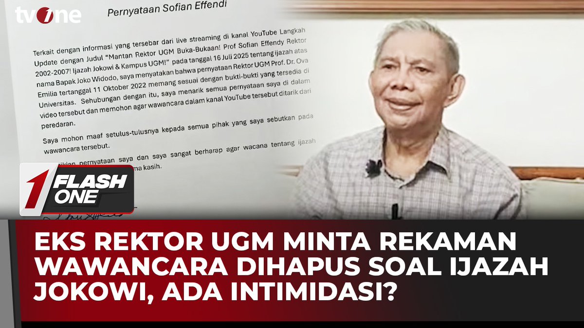 Eks Rektor UGM Minta Rekaman Wawancara Dihapus soal Ijazah Jokowi, Ada Intimidasi?