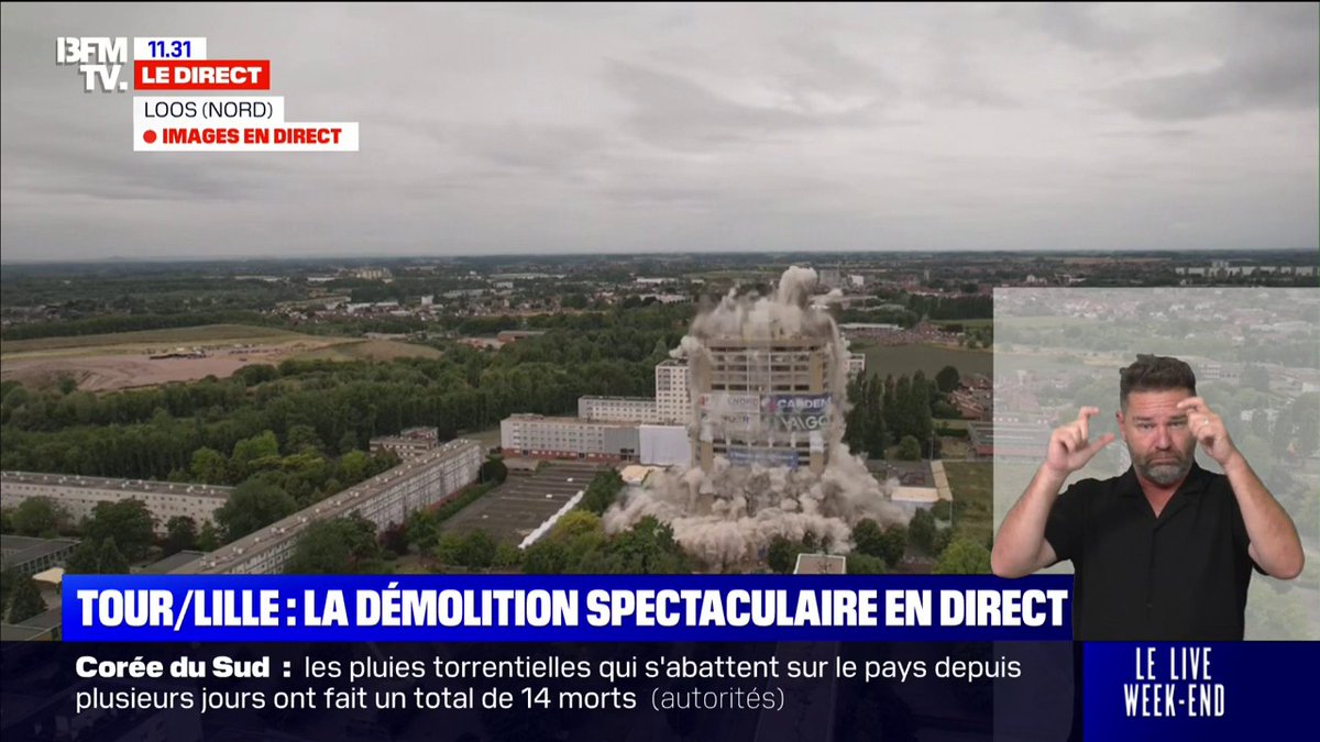 "Tout s'efface": les images impressionnantes de la démolition d'une tour de 28 étages à Loos dans le Nord