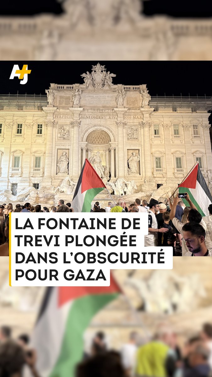 “À Gaza, ce n’est pas une guerre, c’est un génocide.” La célèbre fontaine de Trevi, à Rome, a été plongée dans l’obscurité vendredi soir en signe de solidarité avec Gaza.