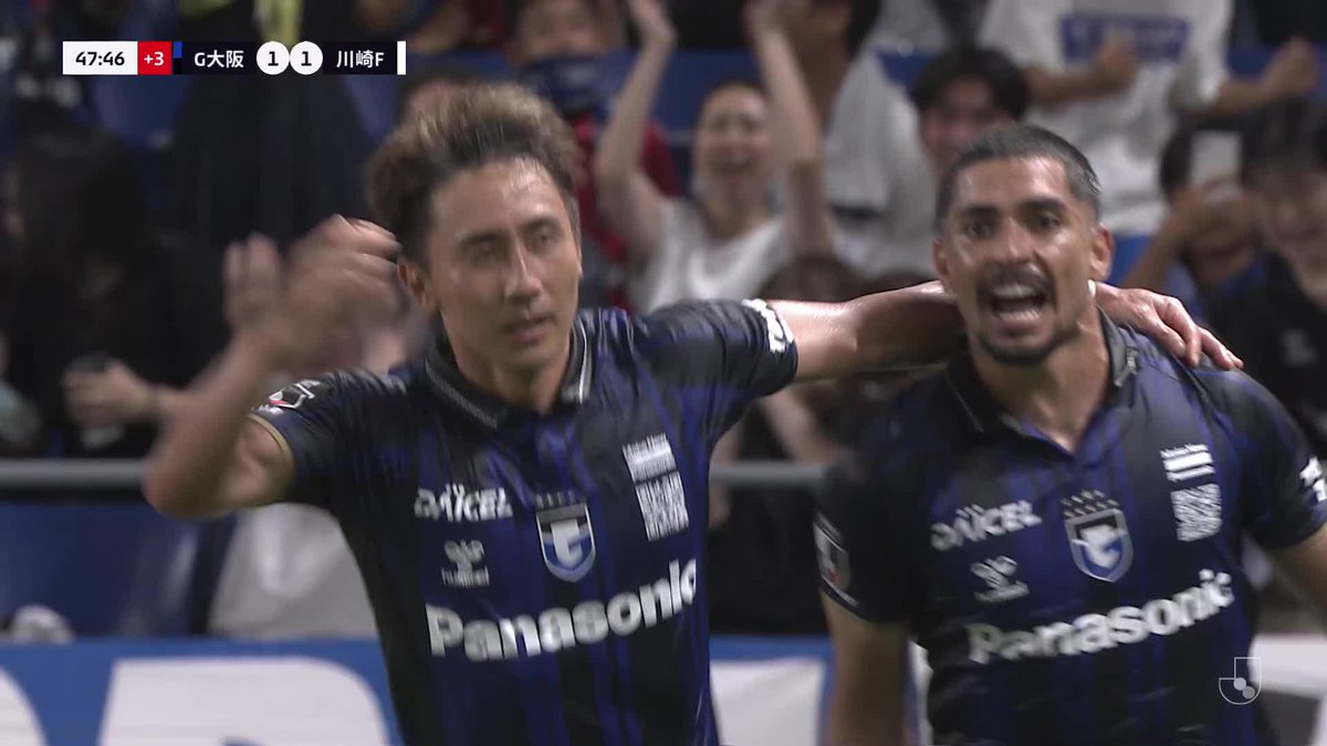 🎦 ゴール動画 🏆 明治安田Ｊ１リーグ 第24節 🆚 Ｇ大阪vs川崎Ｆ 🔢 1-1 ⌚️ 45+3分 ⚽️ 倉田 秋（Ｇ大阪) #Ｊリーグ