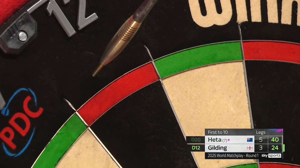 GILDING SO CLOSE TO PERFECTION! What an effort from Andrew Gilding! Goldfinger comes so close to joining the nine-dart roll of honour in Blackpool, missing D12 for a perfect leg! 📺 #MatchplayDarts | R1