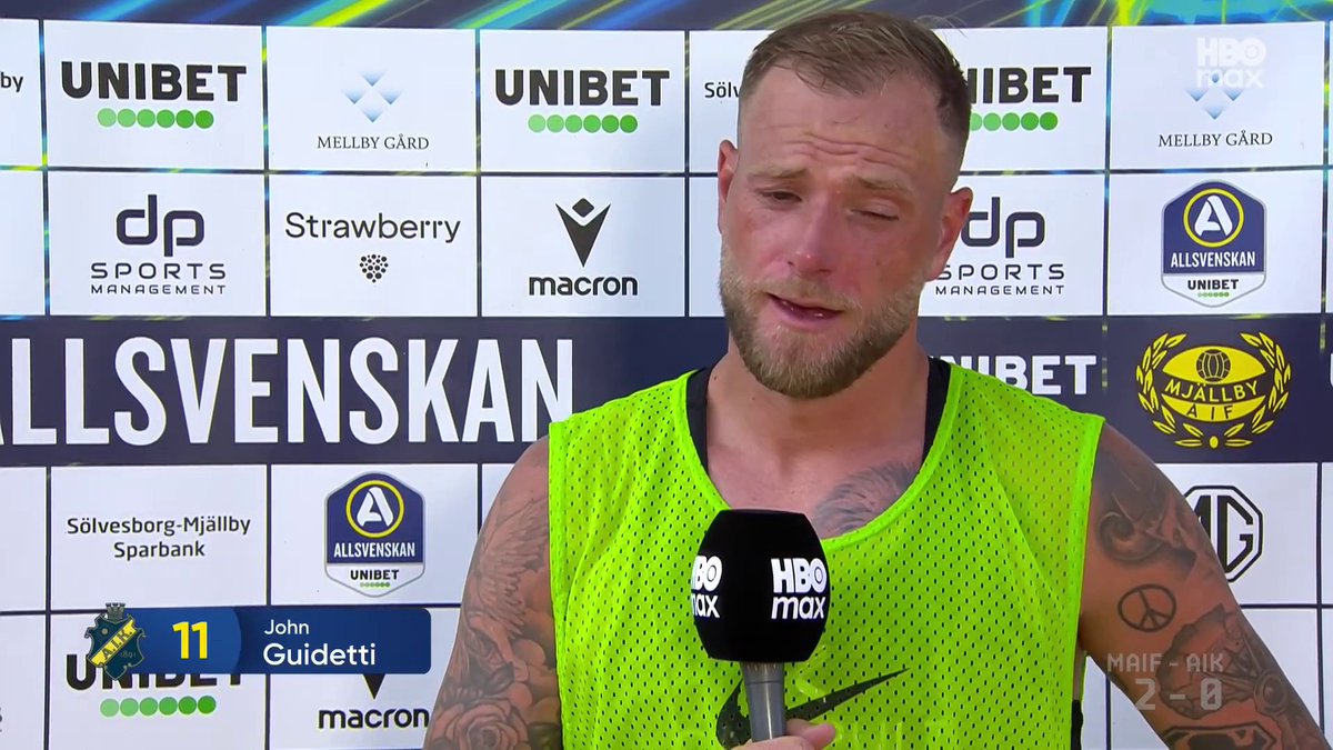 🗣 "Jag vet inte om det är en annan John Guidetti, det är bara en John Guidetti som får spela mindre" John Guidetti efter AIK:s förlust mot Mjällby 💬 📲 Se höjdpunkter från Allsvenskan på HBO Max