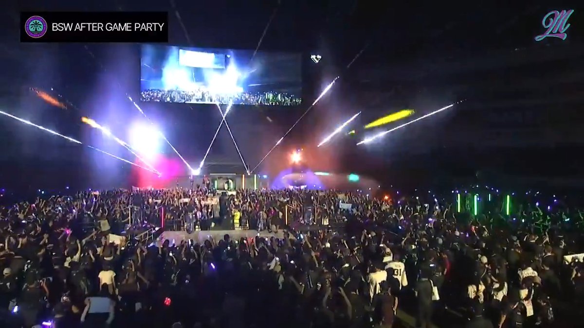 試合の熱気が残るグラウンドで「BSW AFTER GAME PARTY」開催!DJ PAY MASTER Jの音楽ともに、グラウンドがフェス仕様に変貌! 最後はファンの皆さんと一緒に、夏の夜空に願いを込めて……! #chibalotte #BSW