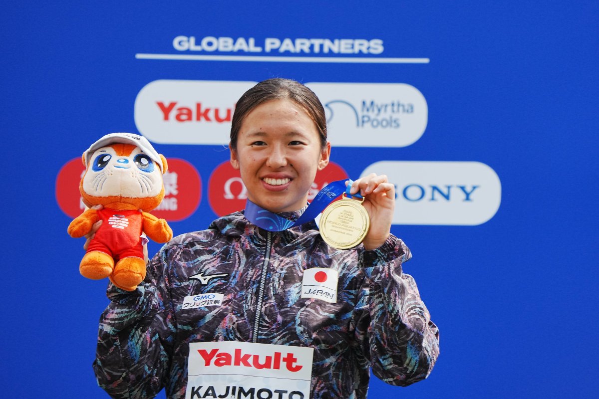 🎤 Post race reactions from 🇯🇵 Ichika Kajimoto after winning her and her country’s first-ever gold medal in #OpenWater 🤩 #AQUASingapore25